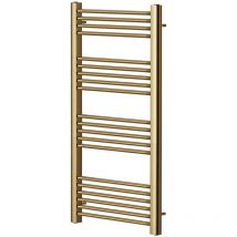 Manissa - York Flat Brushed Brass Central Heating Towel Rail 400mm Wide x 1200mm High