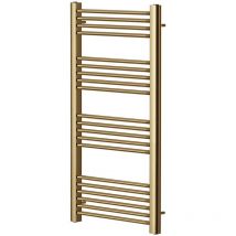 York Flat Brushed Brass Central Heating Towel Rail 500mm Wide x 1200mm High