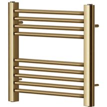 Manissa - York Flat Brushed Brass Central Heating Towel Rail 400mm Wide x 600mm High