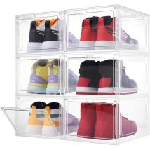 Yorking 6 Stück Schuhboxen Hartplastik Schuhaufbewahrung Mit Deckel Stapelbar Transparent Aufbewahrungsbox Vitrine Für Sneaker Stöckelschuhe, 