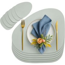 Yorking 6er Set Tischset Aus Leder-imitat, Starke Rutschfeste & Wasserdichte Tischsets Aus Kunstleder, Oval Tischset 42x33cm Mit Untersetzer Für Küche
