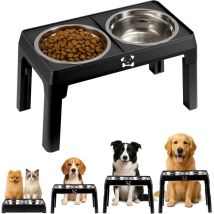 Yorking Höhenverstellbarer Hundenapf, 2 Edelstahlschalen À 1200 Ml, Rutschfeste Erhöhte Hundenapf-station Für Kleine, Mittelgroße Und Große Hunde, 4 