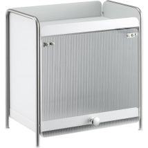 Yorking Metall Aufbewahrungsschrank Mit Transparenter Tür - Weißes Sideboard, Ausziehbares Küchenregal Für Kaffee & Home Office - Abmessungen: 30 X 20