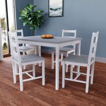 Yorkshire Wooden Dining Table Set Chairs Kitchen Room Furniture, 4-Seater-White-&-Grey