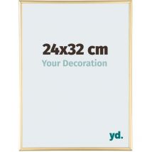 Your Decoration - 24x32 cm - Cadres Photos en Aluminium Avec Verre acrylique - Anti-Reflet - Excellente Qualité - Or - Cadre Decoration Murale - Kent.