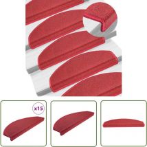 Youthup - The Living Store 15 Stk. Treppenmatten Bordeauxrot 65 x 24 x 4 cm - Treppenmatten - Treppenläufer - Borduo Rot - Teppich Für Treppen