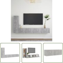 The Living Store 3-tlg. Tv-schrank-set Betongrau Holzwerkstoff - Wandmontage - Tv Schrank Set - Betonoptik - Wohnwand - Regal