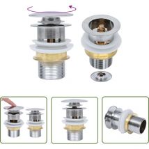 Youthup - The Living Store Ablaufgarnitur ohne Überlauf Silbern 6,4x6,4x9,1 cm - Abflussgarnitur - Badarmatur - Pop-up Abfluss - Waschbeckenabfluss