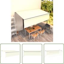 Homemiyn - The Living Store Auvent rétractable manuel avec store 5x3 m Crème - Auvent Retractable - Parasol Exterieur - Abri Solaire - Protection Uv