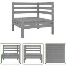 Homemiyn - The Living Store Canapé d'angle de jardin gris bois de pin massif - Canapé D'angle - Mobilier De Jardin - Salon De Jardin - Meubles En