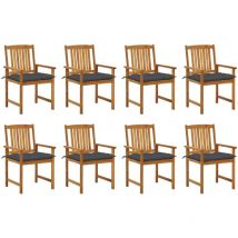 FIMEI Chaises de jardin avec coussins 8 pcs Bois d'acacia solide