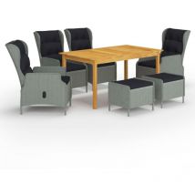 Youthup - Juego de comedor de jardín muebles de exterior 7 piezas gris claro