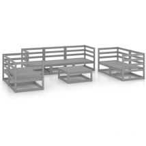 Juego de muebles de jardín 8 piezas gris madera maciza de pino vidaXL