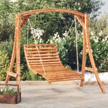 Inlife Lit Balançoire Bois Courbé Avec Finition En Teck 143x120x65 Cm - Brun