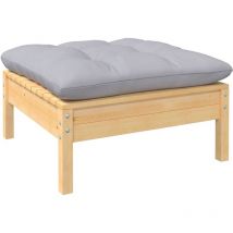 Youthup - inlife Repose-pied de jardin avec coussin gris Bois de pin massif