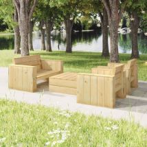 INLIFE Salon de jardin 4 pcs Bois massif de pin imprégné