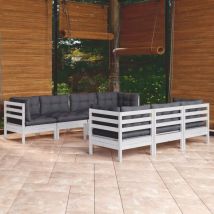 Salon De Jardin 8 Pcs Ensemble Table Et Chaise De Jardin - Avec Coussins Bois De Pin Massif Bv581651 - Bonnevie