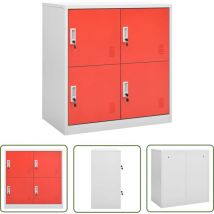 The Living Store Schließfachschrank Hellgrau und Rot 90x45x92,5 cm Stahl - Schliessfachschrank - Metallschrank - Garderobe - Büroorganisation
