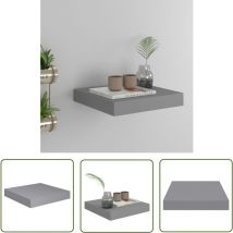 The Living Store Schweberegal Grau 23x23,5x3,8 Cm Mdf - Schweberegal - Wandregal - Regal Grau - Waben-mdf - Metallregal