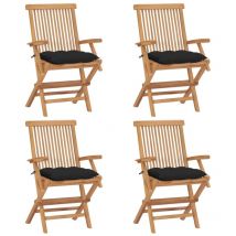Furniture Limited - Sedie da Giardino con Cuscini Neri 4 pz Legno