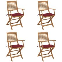 Furniture Limited - Sedie da Giardino Pieghevoli 4 pz con Cuscini