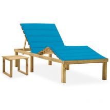 Homemiyn - Furniture Limited - Tumbona de jardín con mesa y cojín de madera