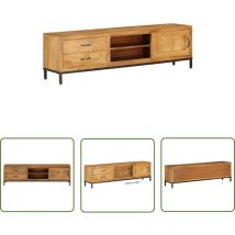 The Living Store TV-Schrank Massivholz Mango 140x30x40 cm - tv Schrank - Mangoholz - Retro Stil - Wohnzimmerschrank - Regal