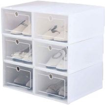 Youyijia 6PCS Shoe Box Stackable Transparent Foldable Shoe Box Breathable Sports Shoe Box with Lid Suitable for Women Foldable Sneaker Storag White
