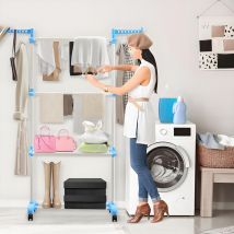 Youyijia Clothes Drying Rack 4 Tier Foldable Airer Laundry Dryer Adjustable Stainless Steel Garment Laundry Racks Heavy Duty Removable Clothes Hanger