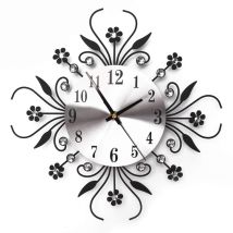 Youyijia European Flower Wall Clock Luxury Metal Creative Iron 3D Clock Silent Removable Modern Wall Clock Suitable for Office House Living Room