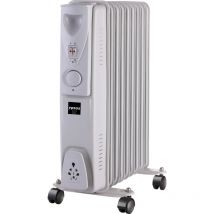 Ypsos 611200 - Radiateur bain d'huile gris clair 2000W - 40.5x24x54 cm - Thermostat mécanique - Blanc