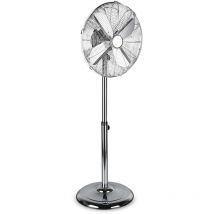 Frankystar - Ystadt - Ventilateur sur pied en métal chromé Ø45. Ventilateur sur pied avec corps oscillant et inclinable, hauteur réglable et triple