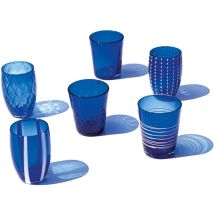 Zafferano - Melting Pot Set mit 6 einfarbigen Gläsern – Blau – mundgeblasenes Glas, 32 cl – Kunsthandwerkliche Becher für Wasser und Cocktails