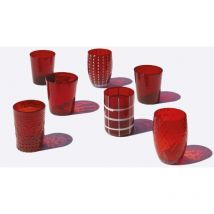 Zafferano - Melting Pot Set mit 6 einfarbigen Gläsern – Rot – mundgeblasenes Glas, 32 cl – Kunsthandwerkliche Becher für Wasser und Cocktails