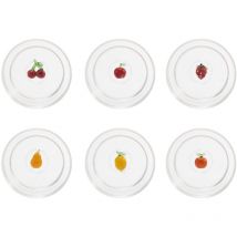 Zafferano - Teca Frutta Mix – Set mit 6 Gläsern aus Borosilikatglas mit Früchten – 35 cl Becher, doppelter Boden, handdekoriert, leicht abwaschbar