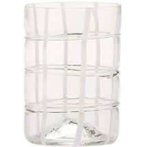 Zafferano Twiddle – Set mit 6 transparenten Gläsern aus geblasenem Glas, 35 cl – handgefertigte Trinkgläser mit weißem Dekor, spülmaschinenfest
