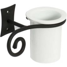 Zahnbürstenbecher aus Stahl und Keramik lackiert anthrazit mod. Rebecca