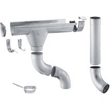 Gouttière en zinc set complet pour maisons, 1 côté de toit, montage sans soudure, pour une surface de toit jusqu'à env. 150m², 333 argent, 6m