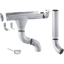 ZAMBELLI gouttière en zinc set complet pour maisons, 1 côté de toit, montage sans soudure, pour une surface de toit jusqu'à env. 150m², 333 argent, 8m