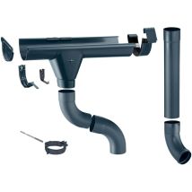 Zambelli - Zink Dachrinne Komplettset für Häuser, 1 Dachseite, Montage ohne Löten, für eine Dachfläche bis ca. 150m², 6 teilig/333 / 150mm Anthrazit,