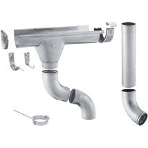 Zambelli - Zink Dachrinne Komplettset Gartenhaus, Carport, Terrasse, 1 Dachseite, ohne Löten, für Dachfläche bis ca. 80m², 7 teilig/280 / 125mm