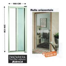 Zanzariera a rullo in alluminio per porte/balconi con profilo riducibile/regolabile avvolgimento orizzontale 160x250cm Bianca