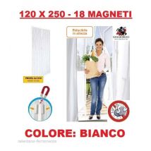 Tenda zanzariera magnetica bianca con 18 calamite 120 x 250 cm per porta balcone