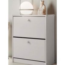 Zapatero 2 trampones acabado madera maciza de pino color blanco lavado 77.5cm(alto)63 cm(ancho)27 cm(largo)