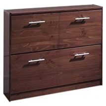 Zapatero 2 trampones acabado madera maciza de pino color nogal 80 cm(alto)110 cm(ancho)23 cm(largo)