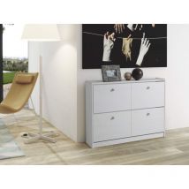 Moblit - Zapatero 2 trampones , pino macizo serie alme blanco, medidas: (80x110x23) cm ( altoxanchoxfondo), color blanco lavado.