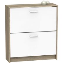 Zapatero 2 trampones Toledo en roble cambrian/blanco. 74cm(ancho) 82cm(altura) 25cm(fondo)