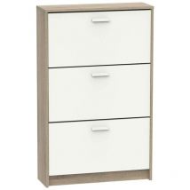 Zapatero 3 trampones Toledo en roble cambrian/blanco. 74cm(ancho) 119.5cm(altura) 25cm(fondo)