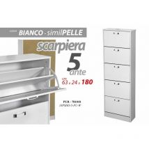 Zapatero blanco doble solapa 5 puertas cm 62 x 24 x 180 h ecopiel