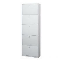 Zapatero compacto compacto con cinco puertas Ash White 63x29x h190 cm